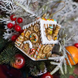 Елочная игрушка пряничный домик стимпанк
