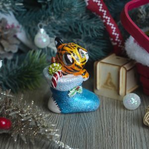 Елочная игрушка Тигр в носке