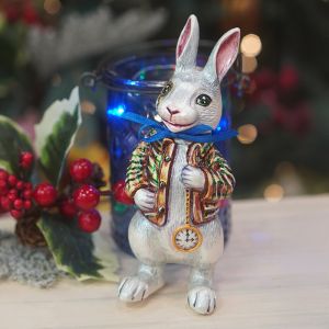 Елочная игрушка кролик с часами