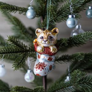 Елочная игрушка львенок в носке