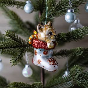 Елочная игрушка львенок в носке