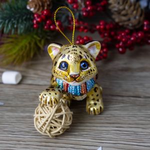Елочная игрушка леопард малыш