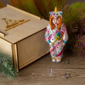 Елочная игрушка девочка в костюме единорога радуга