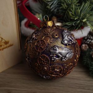 Елочная игрушка шар стимпанк лягушки