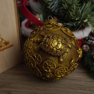 Елочная игрушка шар стимпанк черепашка