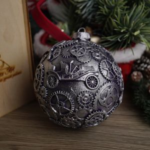 Елочная игрушка шар стимпанк самолет