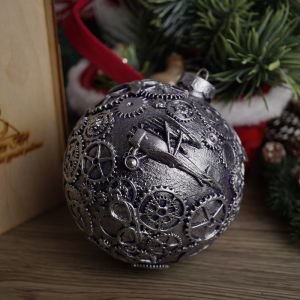 Елочная игрушка шар стимпанк самолет