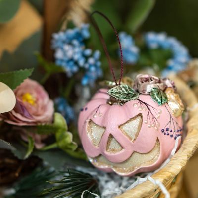 Елочная игрушка тыква светильник Джека нежная