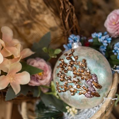 Елочная игрушка медальон с вербой