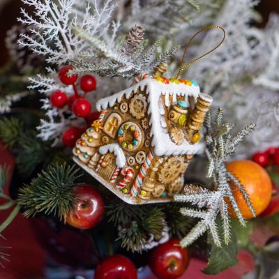 Елочная игрушка пряничный домик стимпанк