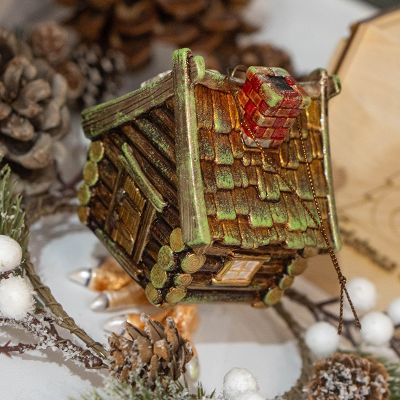 Елочная игрушка изба на курьих ножках Яги