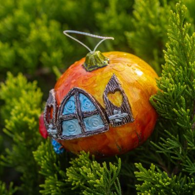Елочная игрушка тыква мандарин домик
