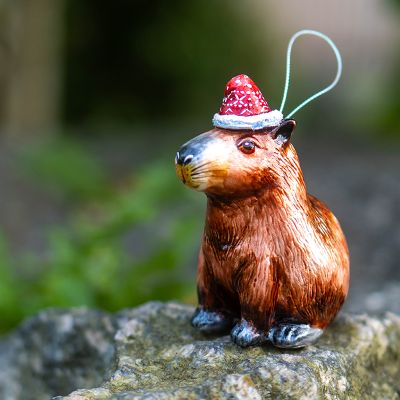 Елочная игрушка Капибара новогодняя