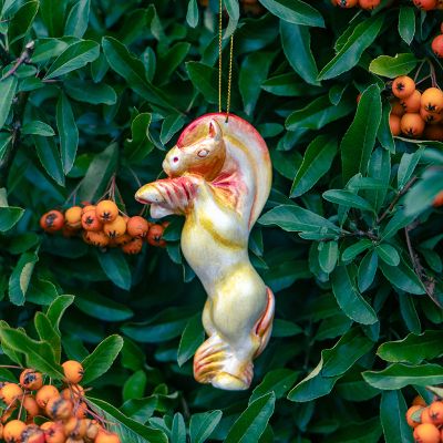 Елочная игрушка Лошадка на дыбах пламенная