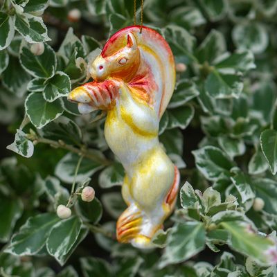 Елочная игрушка Лошадка на дыбах пламенная