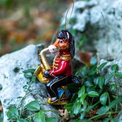 Елочная игрушка Конь с трубой