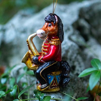 Елочная игрушка Конь с трубой