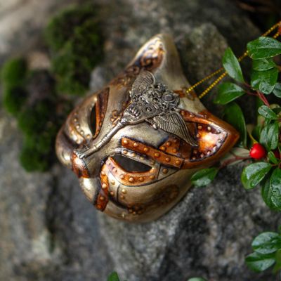 Елочная игрушка маска кота "Стимпанк"