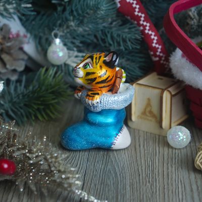 Елочная игрушка Тигр в носке