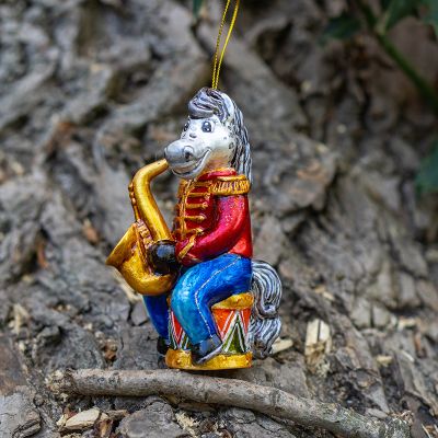 Елочная игрушка Конь с саксофоном