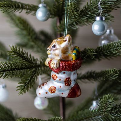 Елочная игрушка львенок в носке