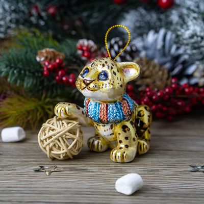 Елочная игрушка леопард малыш