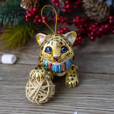 Елочная игрушка леопард малыш