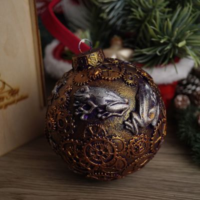 Елочная игрушка шар стимпанк лягушки