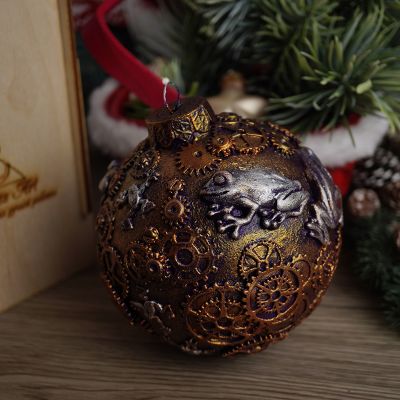 Елочная игрушка шар стимпанк лягушки