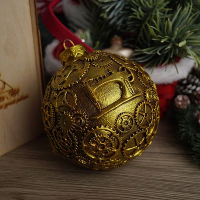 Елочная игрушка шар стимпанк велосипед