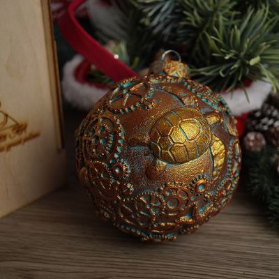 Елочная игрушка шар стимпанк черепашка