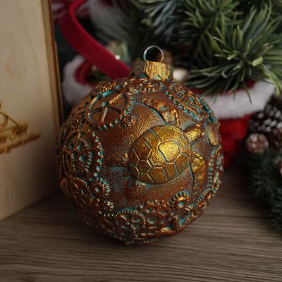 Елочная игрушка шар стимпанк черепашка
