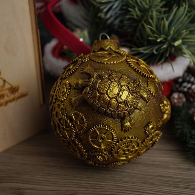 Елочная игрушка шар стимпанк черепашка