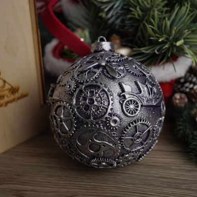 Елочная игрушка шар стимпанк самолет