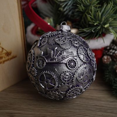 Елочная игрушка шар стимпанк самолет