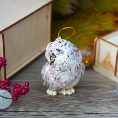 Елочная игрушка филин белый