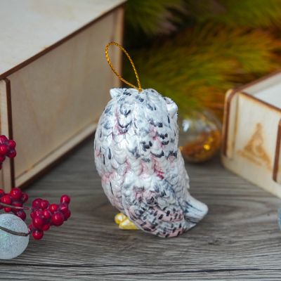 Елочная игрушка филин белыйЕлочная игрушка филин белый